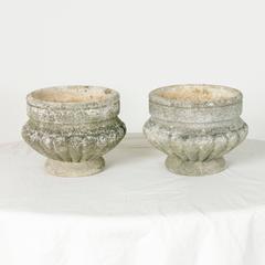 Large Pair of Art Deco Era French Stone Garden Urns