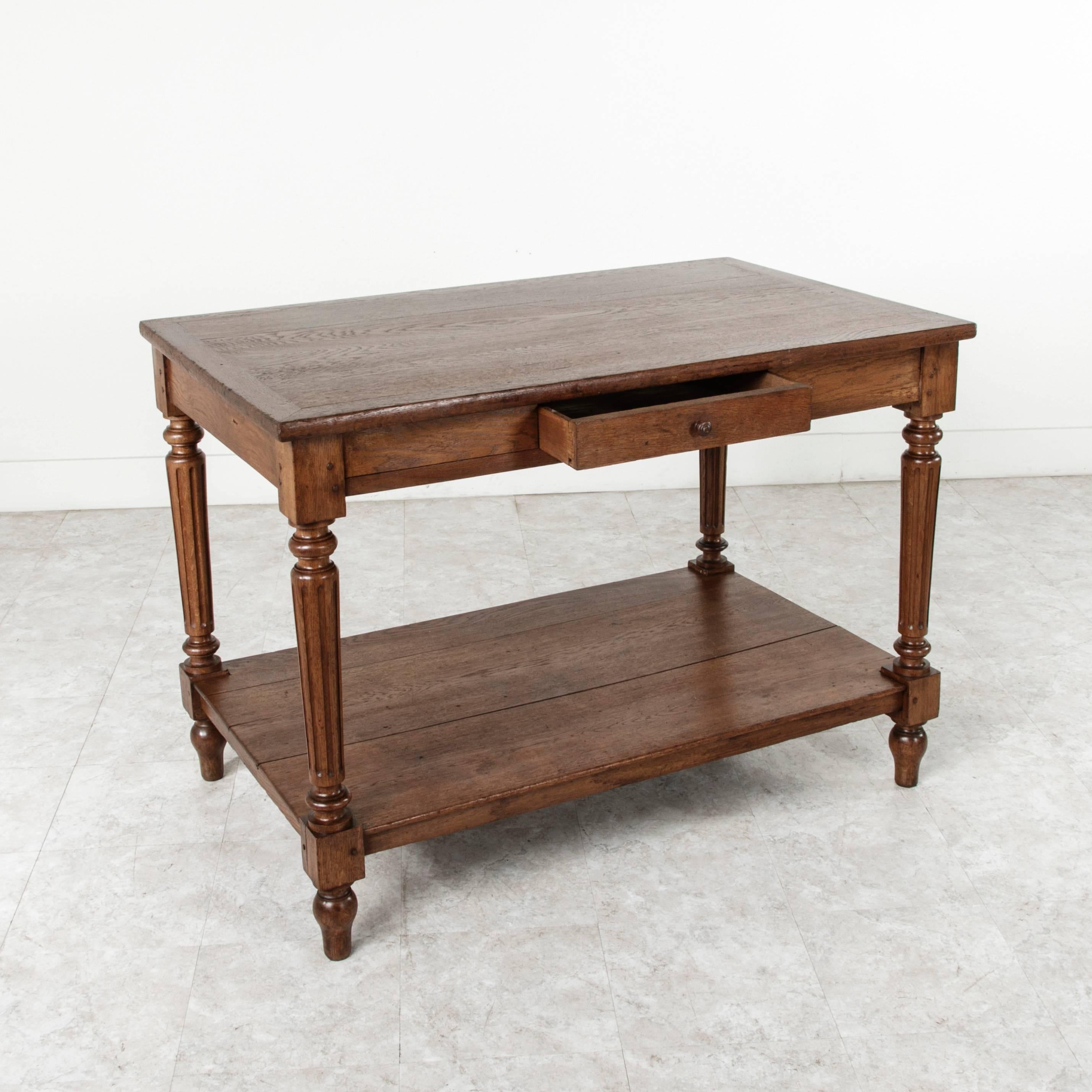 Oak Antique French Silk Trader's Fabric Presentation Table or Kitchen Island