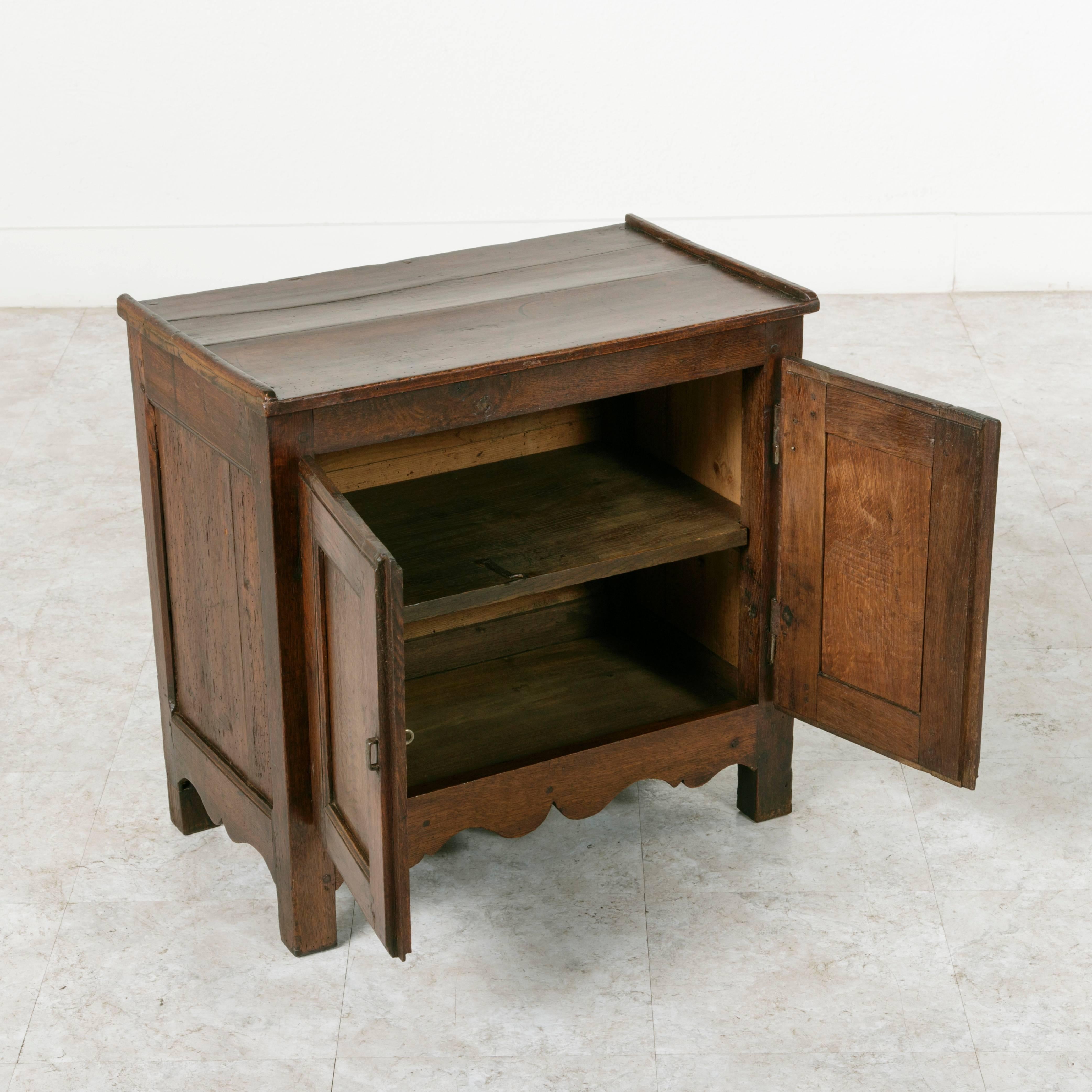 18th Century French Cabinet Side Table Solid Oak with Iron Latch from Normandy 3