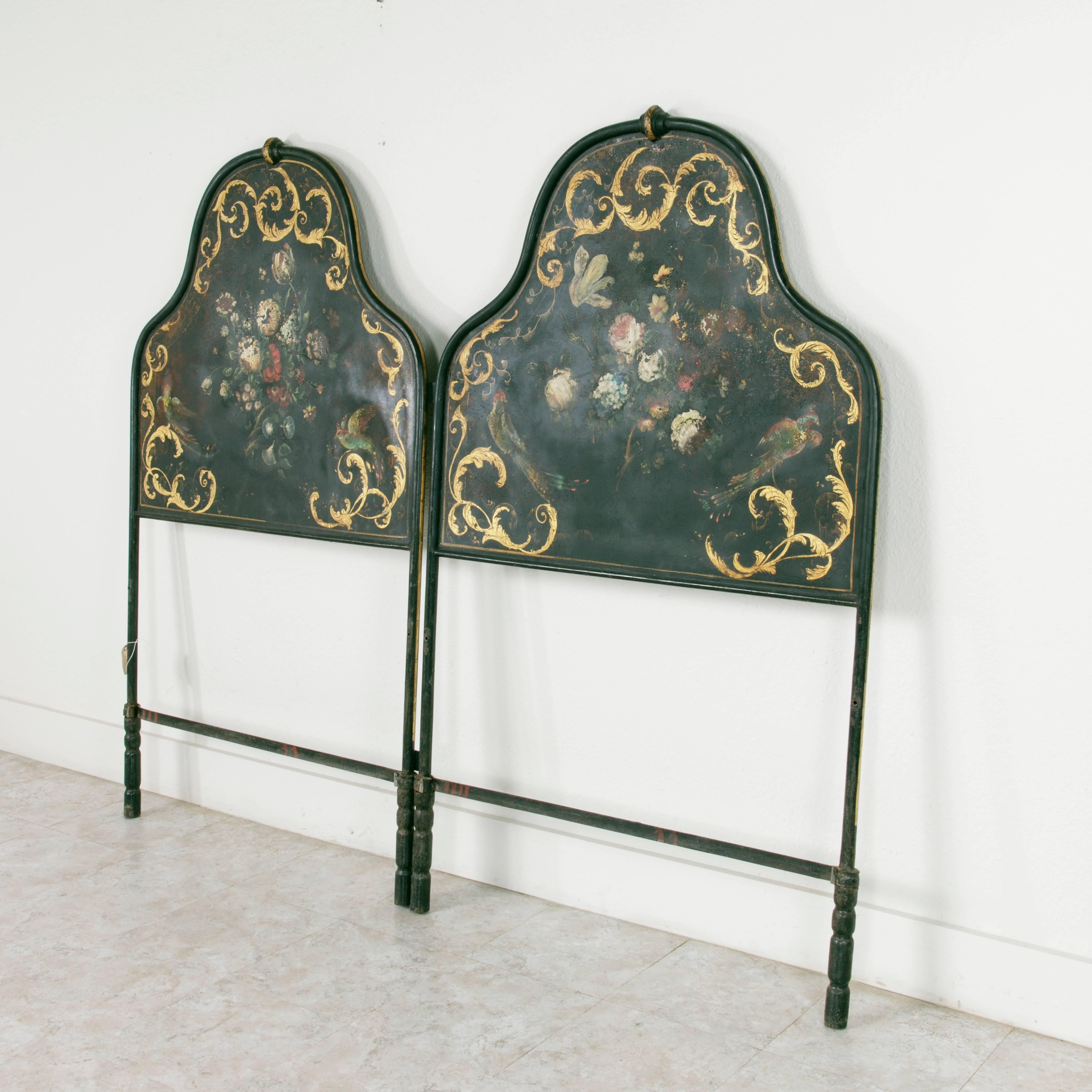 French Hand-Painted and Gilt Napoleon III Period Headboard for Queen or King Bed