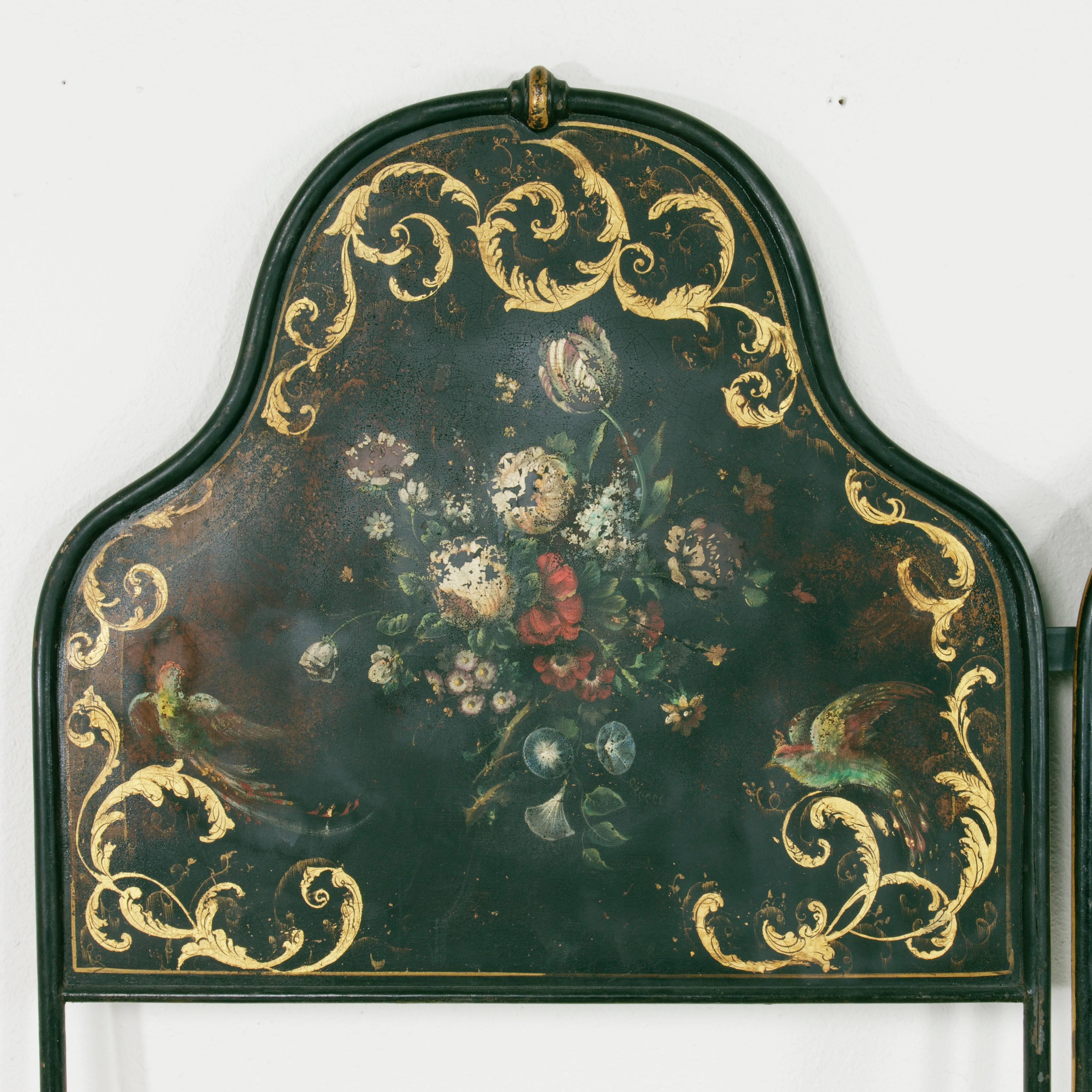 Hand-Painted and Gilt Napoleon III Period Headboard for Queen or King Bed In Good Condition In Fayetteville, AR