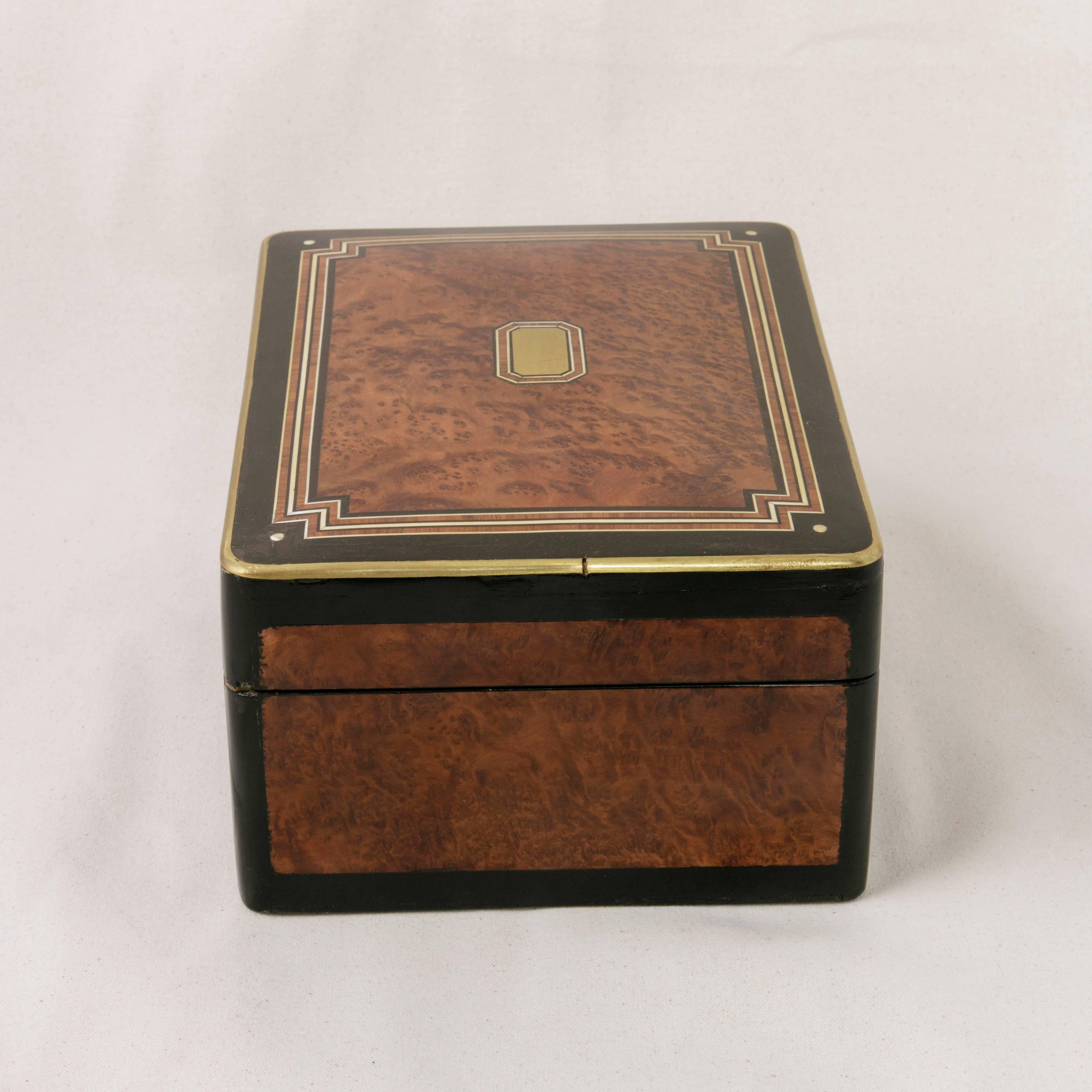Large Napoleon III Decorative Box of Thuya, Rosewood, Ivory, Lacquer and Bronze In Excellent Condition In Fayetteville, AR