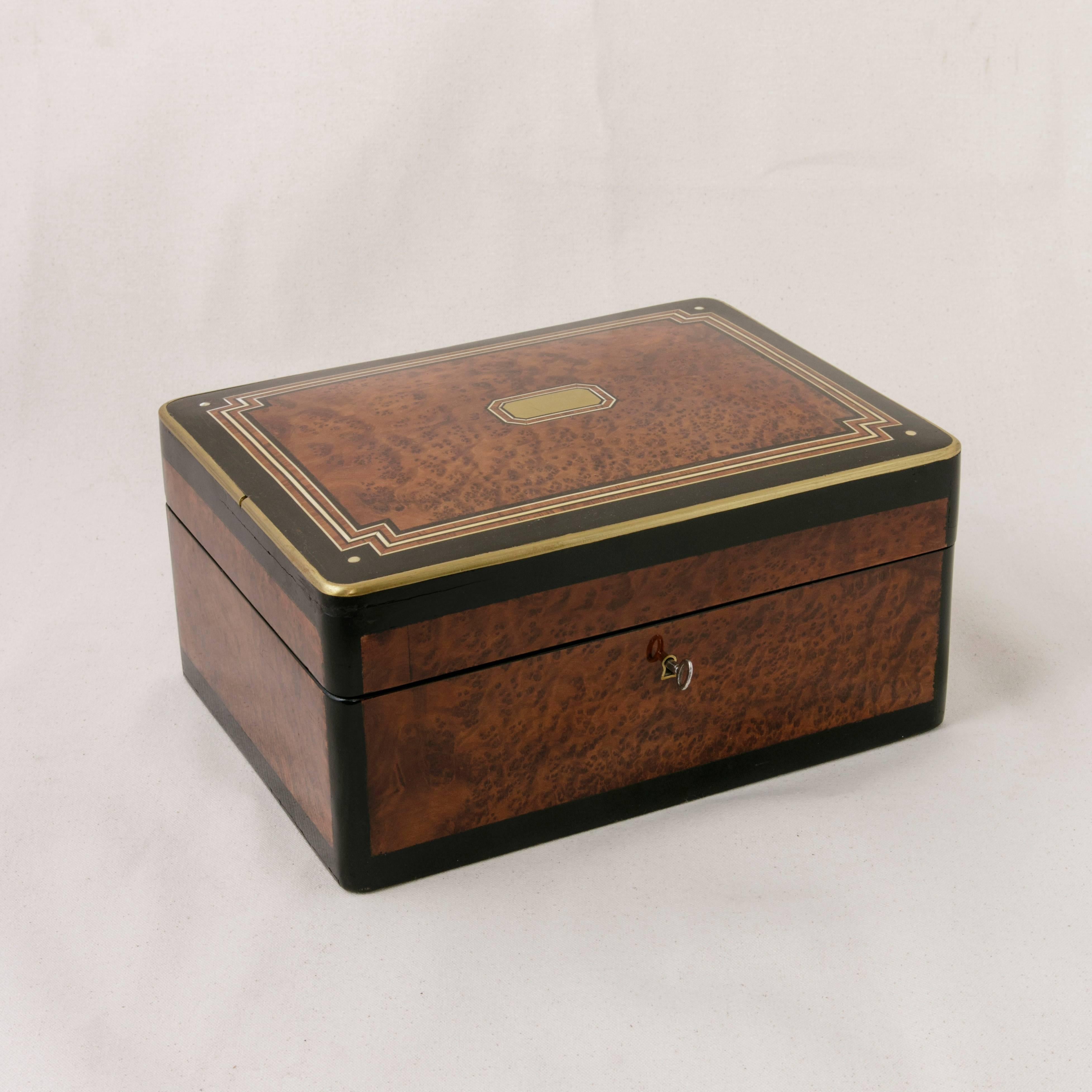 19th Century Large Napoleon III Decorative Box of Thuya, Rosewood, Ivory, Lacquer and Bronze