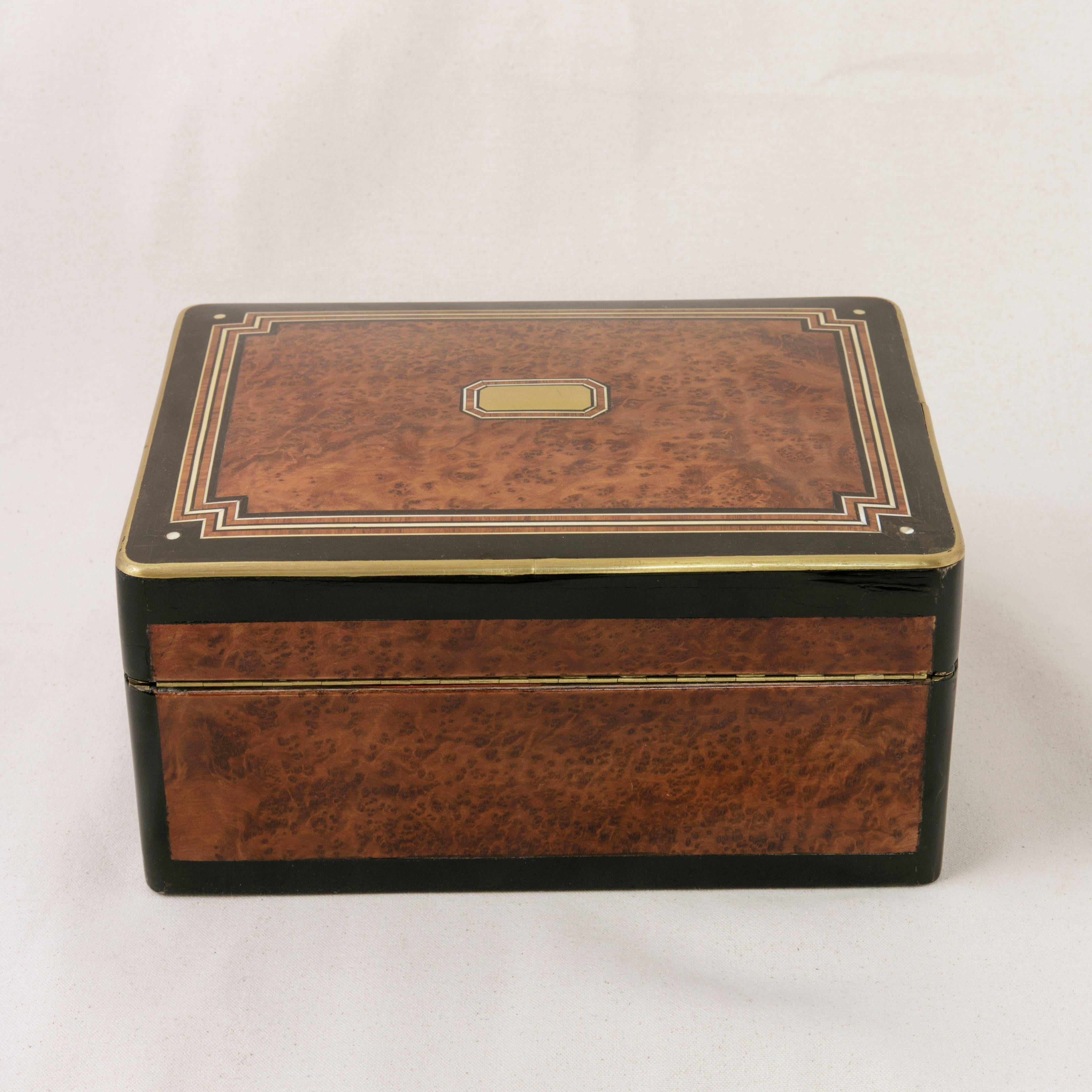Large Napoleon III Decorative Box of Thuya, Rosewood, Ivory, Lacquer and Bronze 2