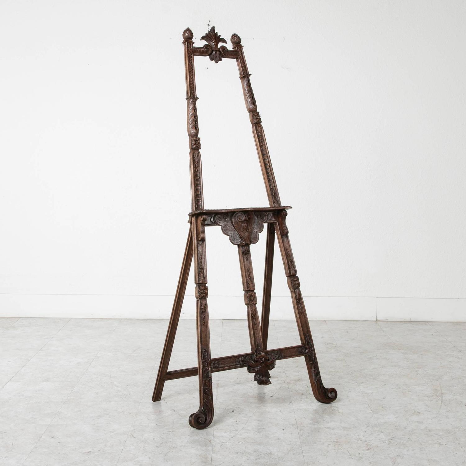 19th Century French HandCarved Walnut Artist's Floor Easel or Stand