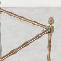 Mid-Century French Maison Baguès Bar Cart of Bronze Faux Bamboo and Glass