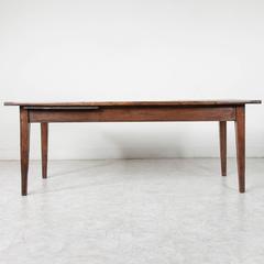 Antique French Hand Pegged Solid Oak Farm Table or Dining Table from Le Perche