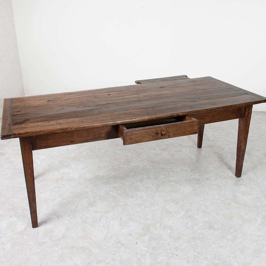 Early 20th Century Antique French Hand Pegged Solid Oak Farm Table or Dining Table from Le Perche