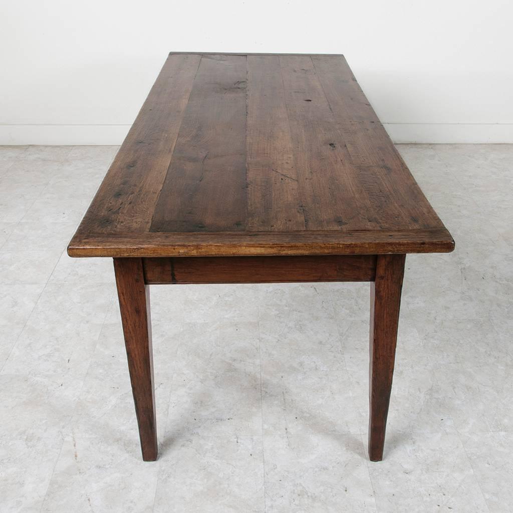 Antique French Hand Pegged Solid Oak Farm Table or Dining Table from Le Perche 2