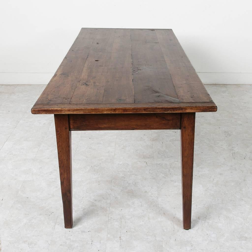 Antique French Hand Pegged Solid Oak Farm Table or Dining Table from Le Perche 3