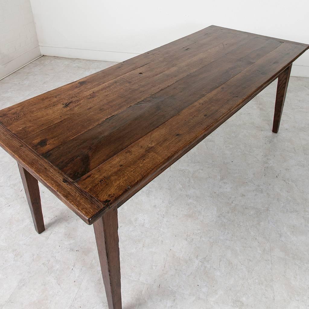 Antique French Hand Pegged Solid Oak Farm Table or Dining Table from Le Perche 4