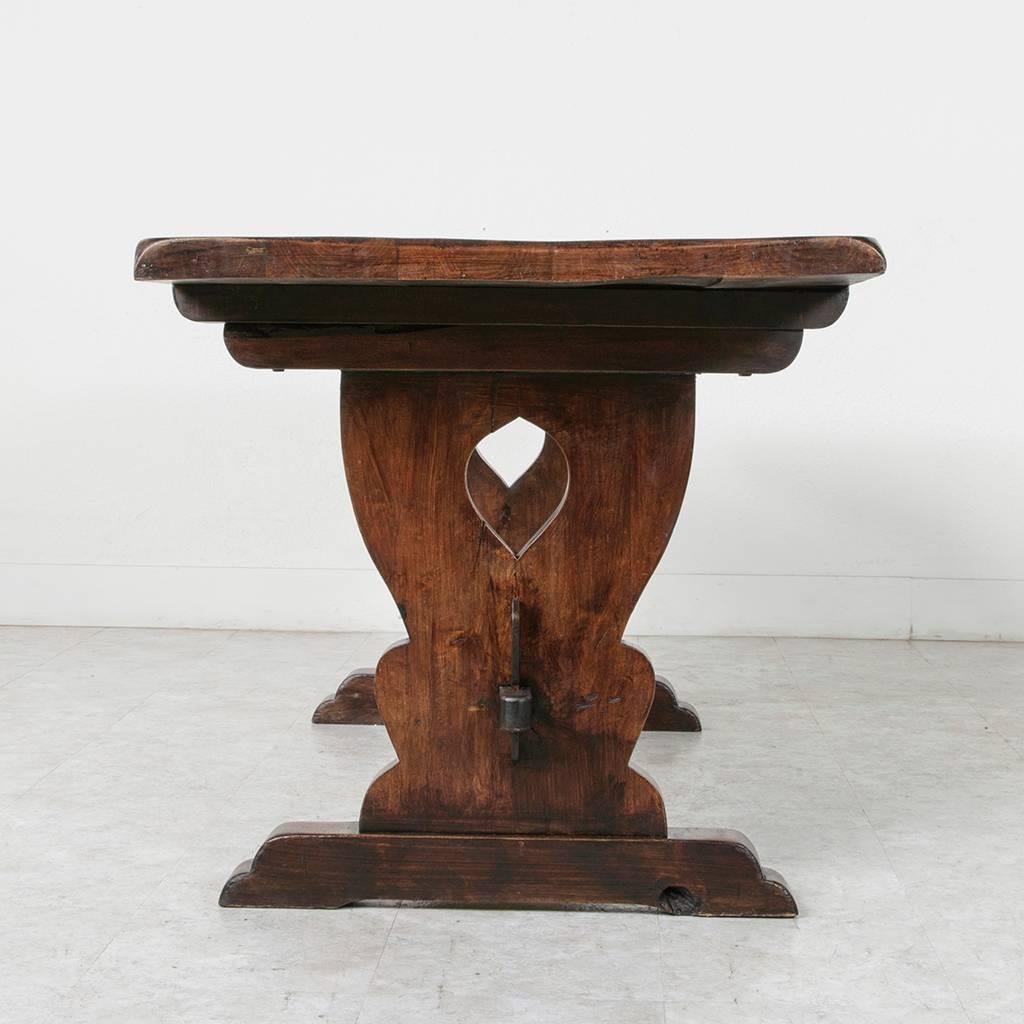 Small-Scale French Monastery Dining Table of Solid Beechwood with Trestle Base 2
