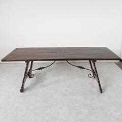 19th Century Hand Hewn Walnut Spanish Renaissance Style Dining Table