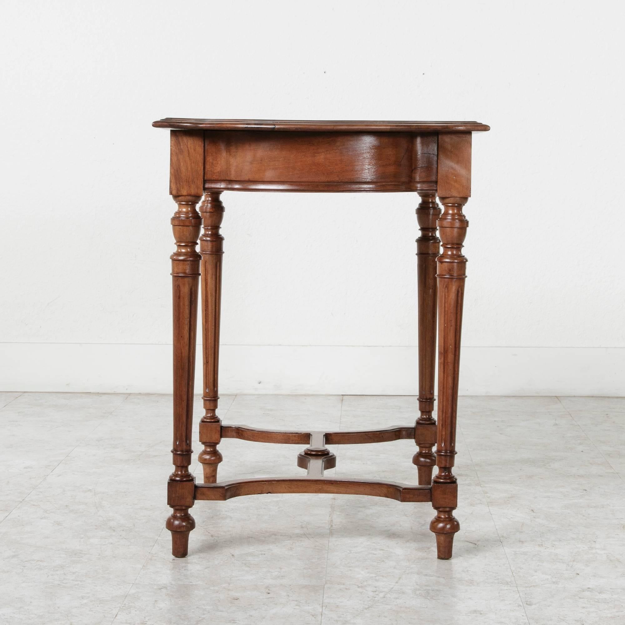 19th Century, French Solid Walnut Louis XVI Style Desk Side Table or Console 1