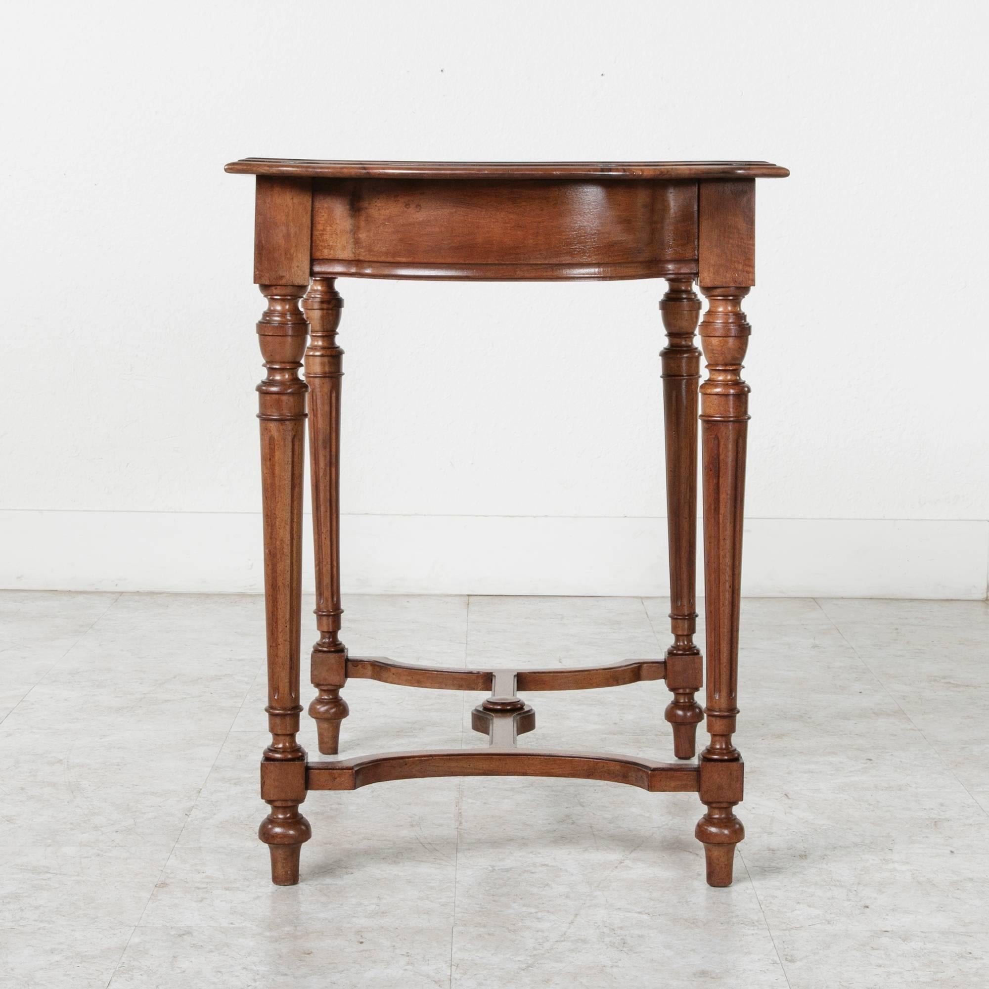 19th Century, French Solid Walnut Louis XVI Style Desk Side Table or Console 2