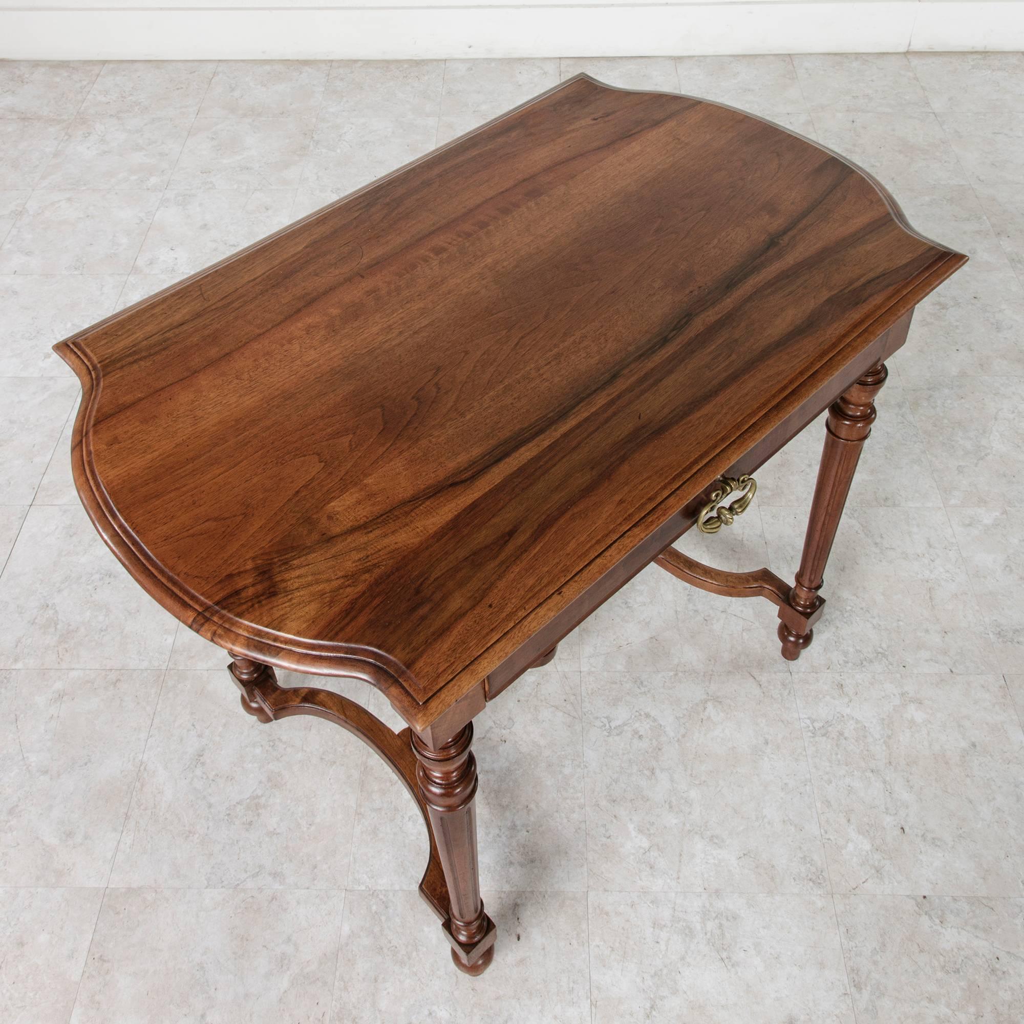 Bronze 19th Century, French Solid Walnut Louis XVI Style Desk Side Table or Console