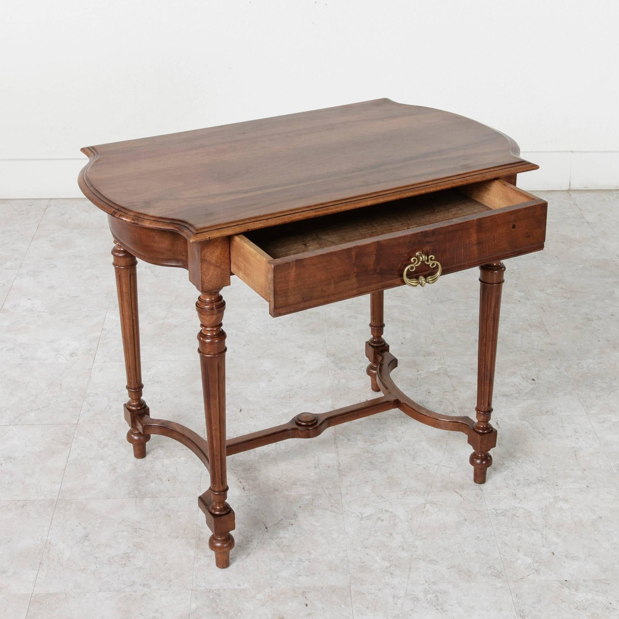 19th Century, French Solid Walnut Louis XVI Style Desk Side Table or Console In Good Condition In Fayetteville, AR