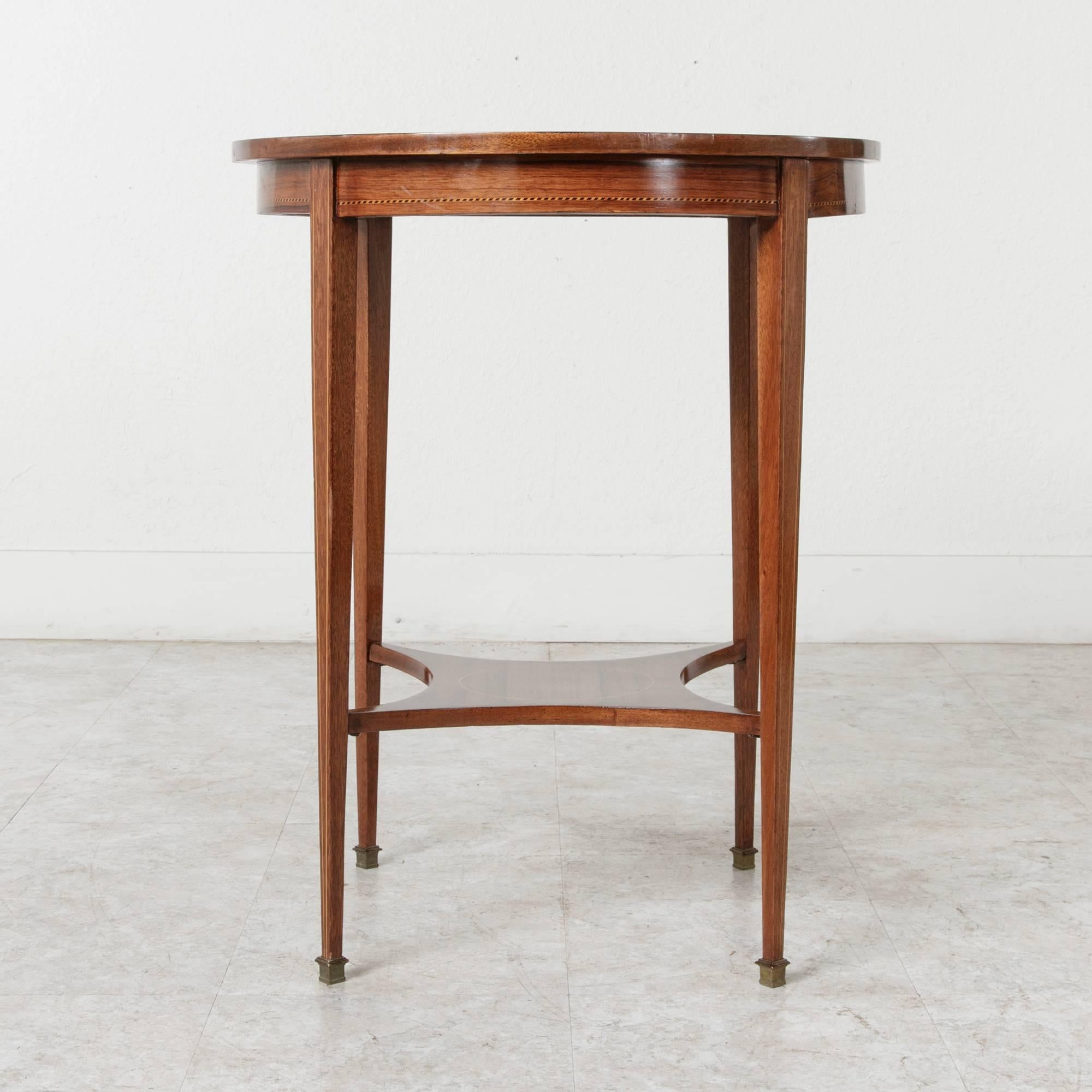 French Art Deco Period Louis XVI Style Rosewood Marquetry Gueridon Side Table 2