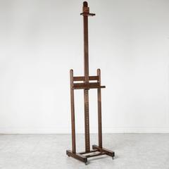 19th Century Solid French Oak Artist's Floor Easel , Adjustable