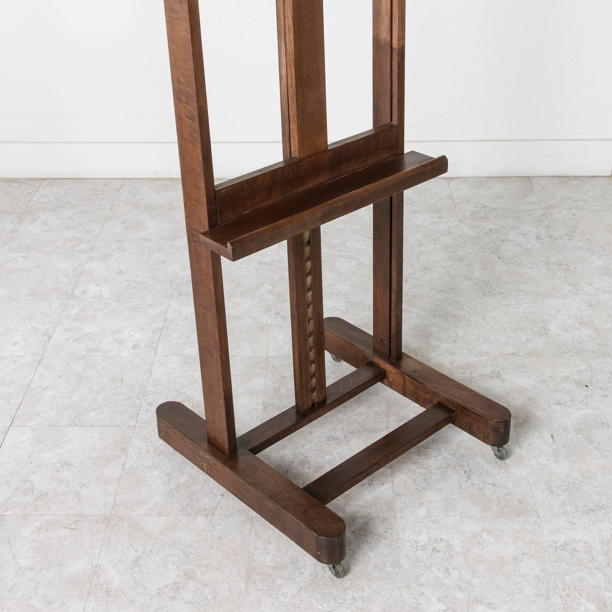 19th Century Solid French Oak Artist's Floor Easel , Adjustable 5