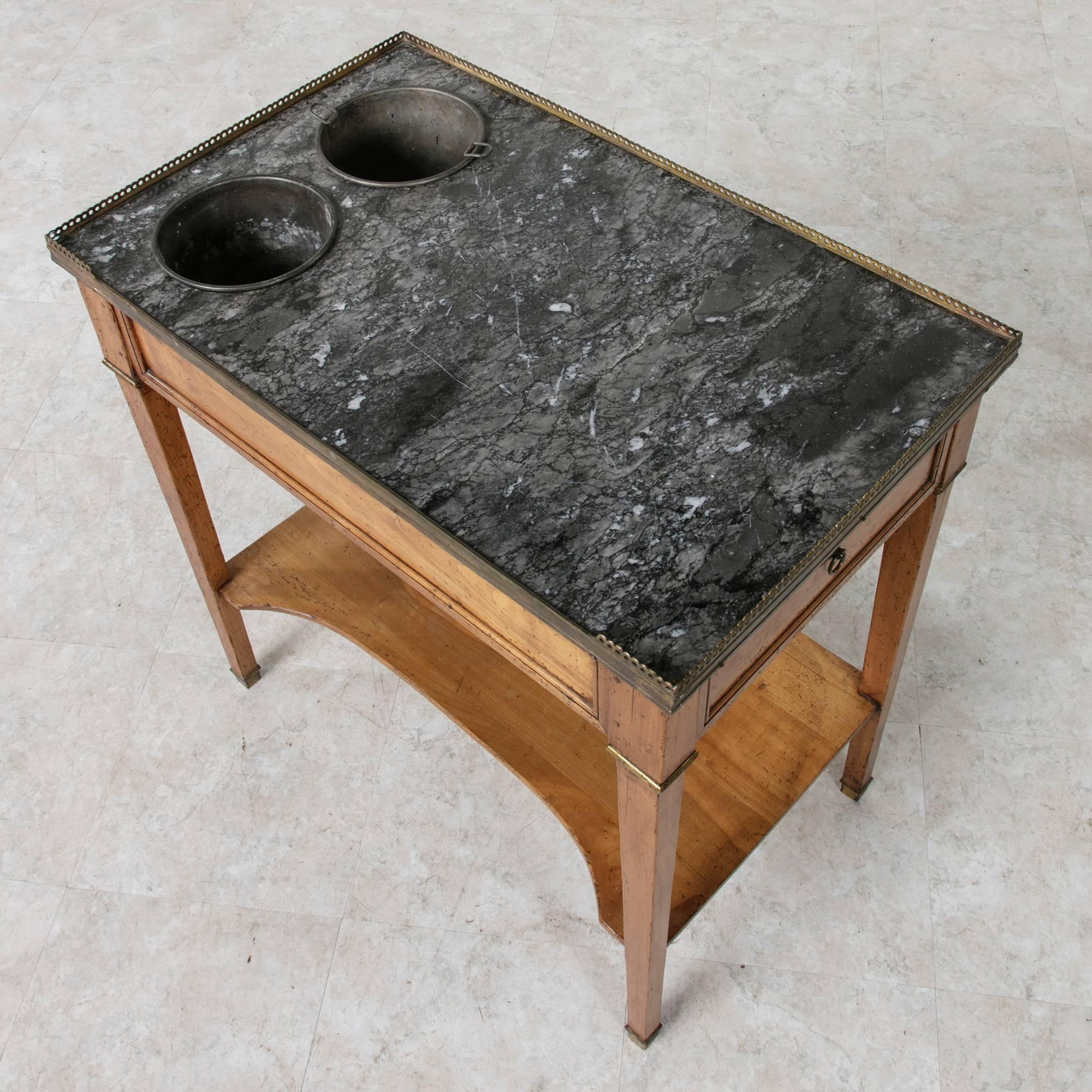 19th Century French Rafraichissoir Louis XVI Walnut Champagne Serving Side Table, circa 1880