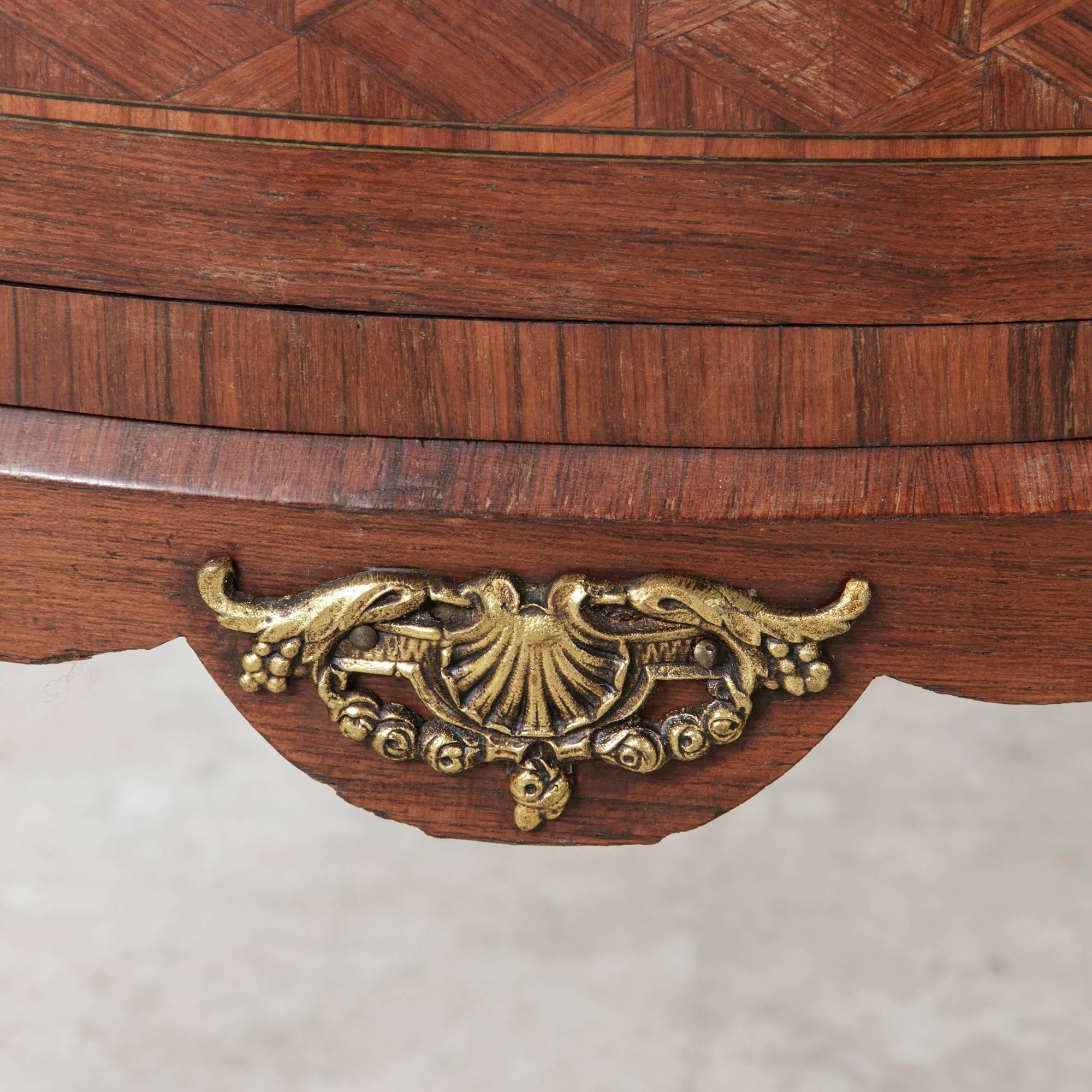 Fine Transitional Louis XV Louis XVI Marquetry Kidney Commode Chest Nightstand 3