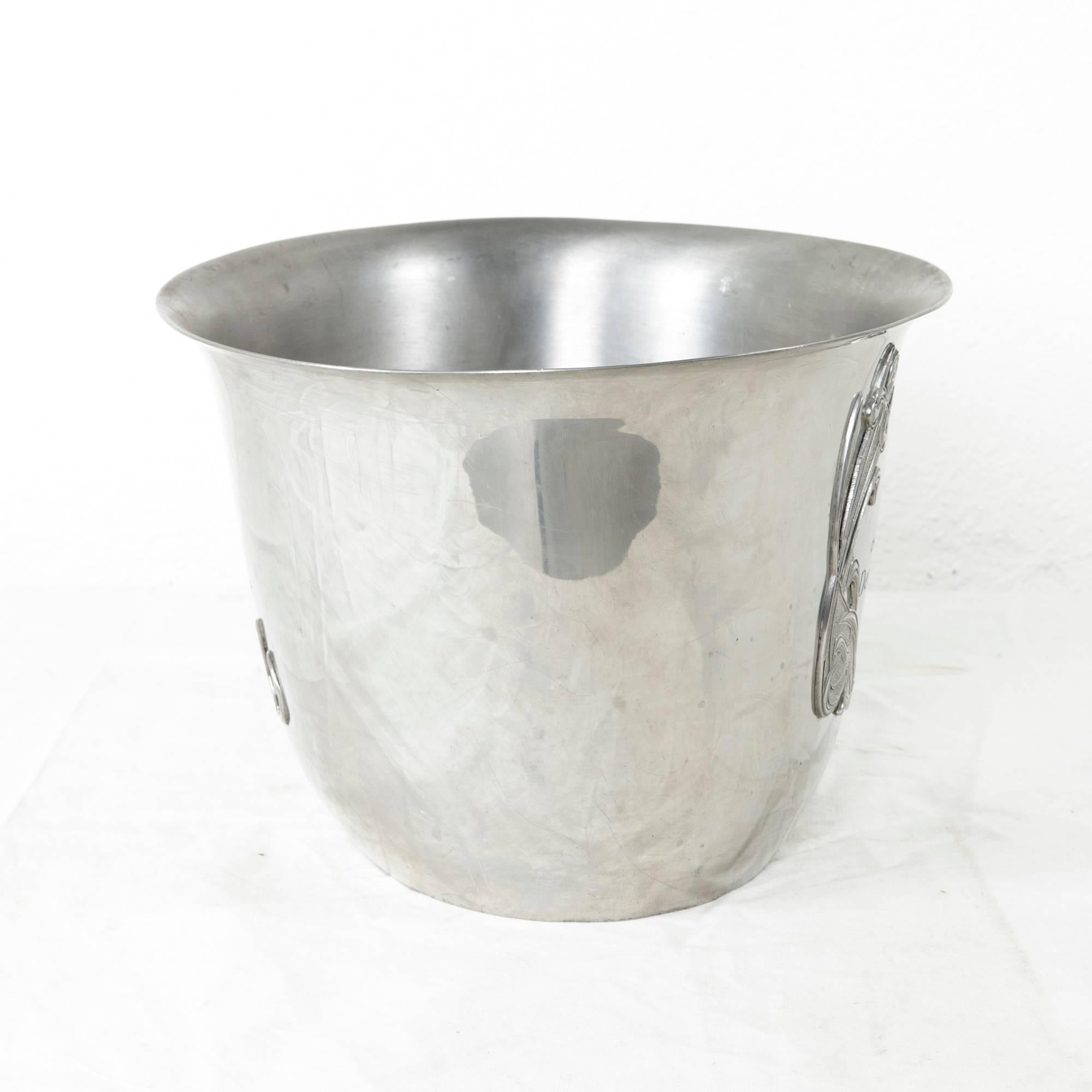 Silver Plate Art Nouveau Hotel Champagne Bucket or Wine Chiller In Excellent Condition In Fayetteville, AR