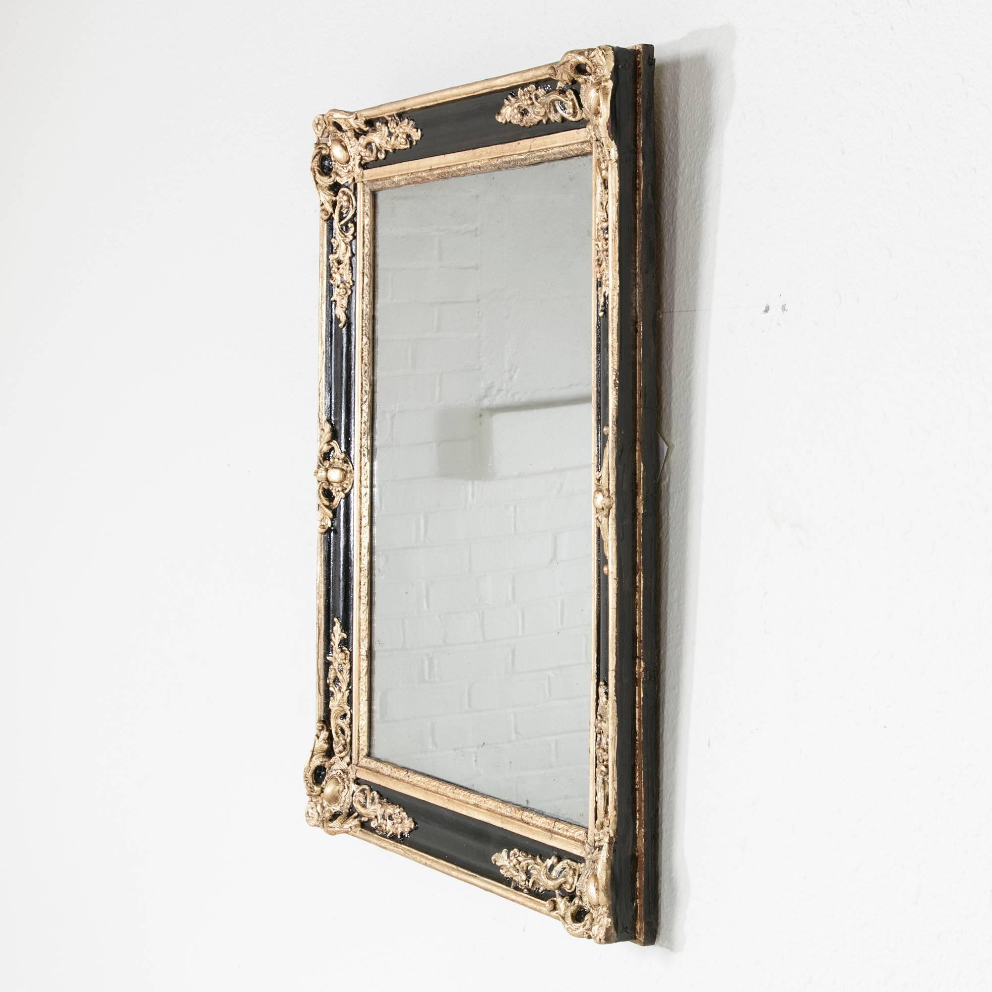 19th Century French Black and Giltwood Mirror with Original Mercury Glass 2