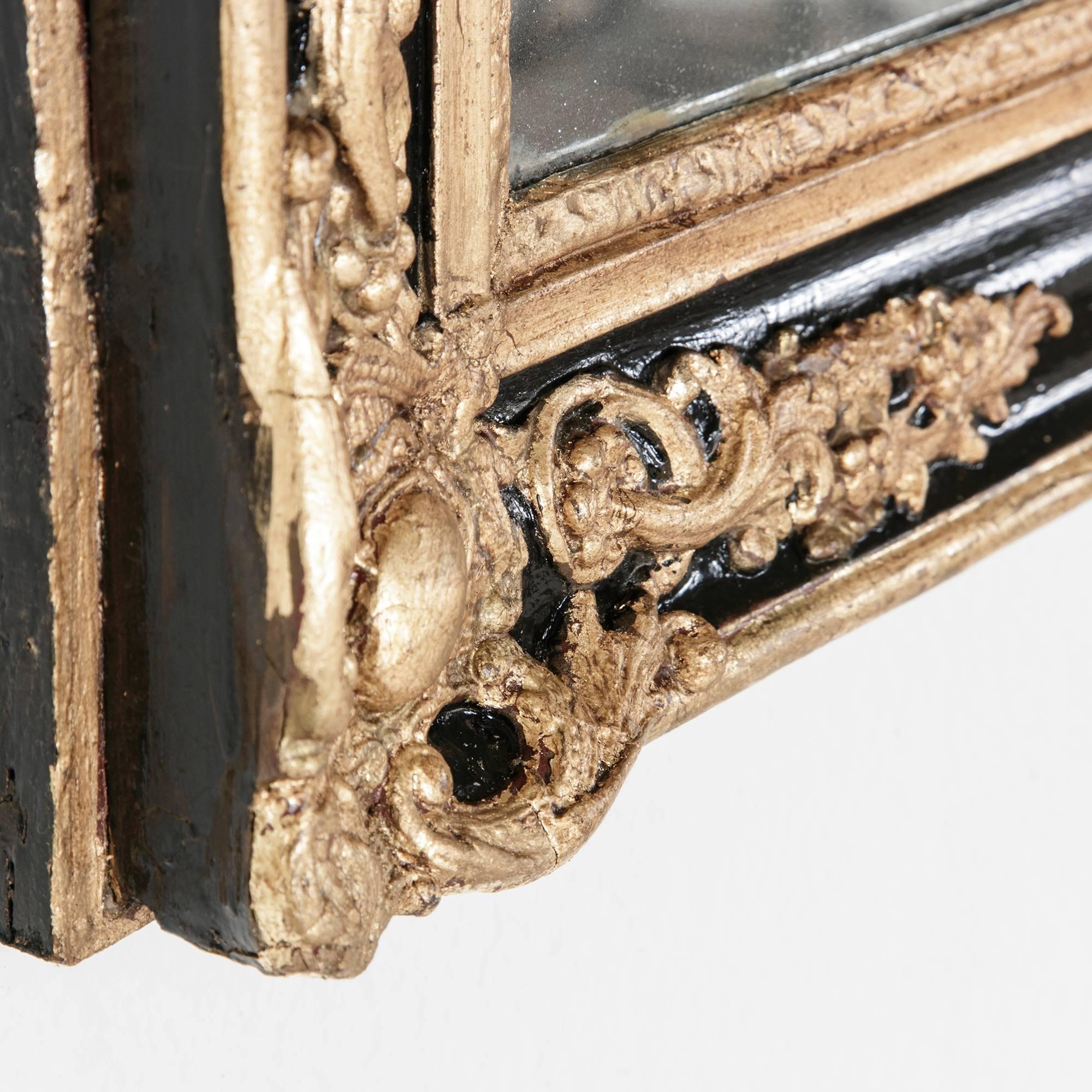 19th Century French Black and Giltwood Mirror with Original Mercury Glass 1