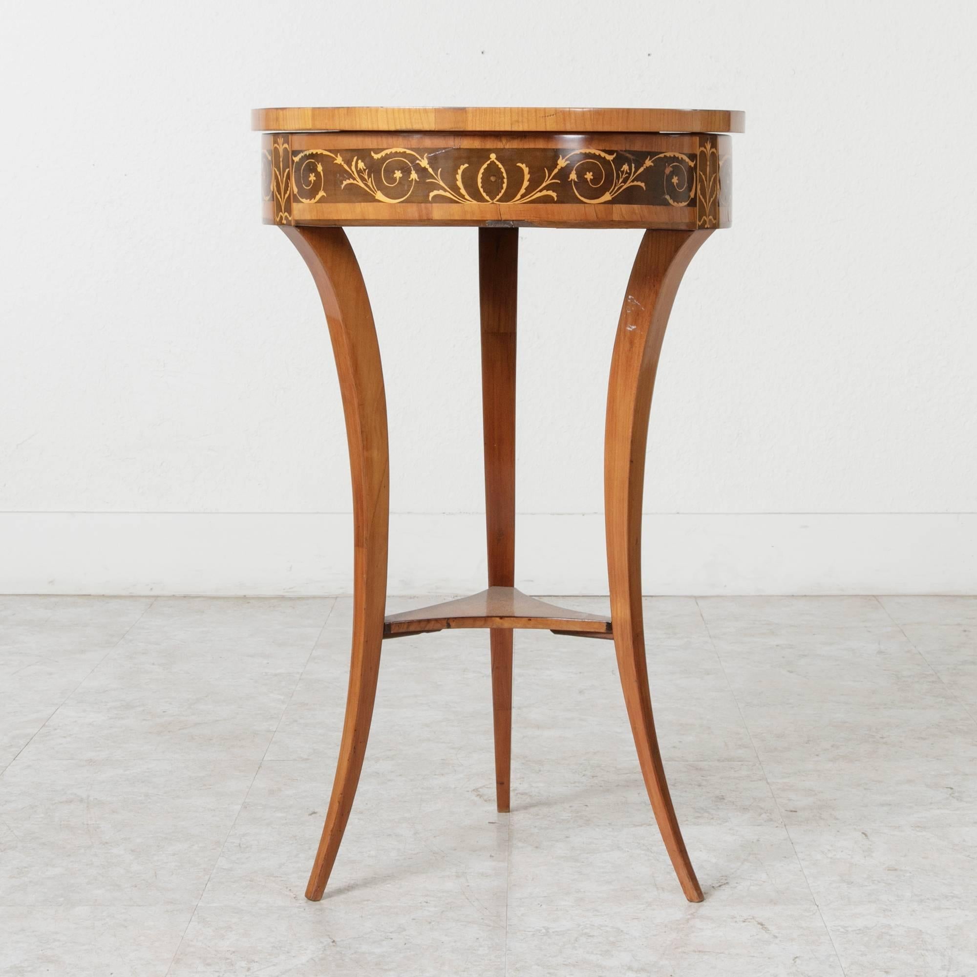 Inlay 19th Century Biedermeier Marquetry Vanity Table Jewelry Table Side Table