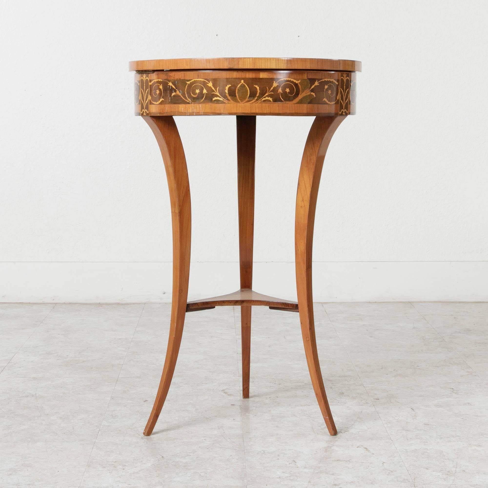 Mirror 19th Century Biedermeier Marquetry Vanity Table Jewelry Table Side Table