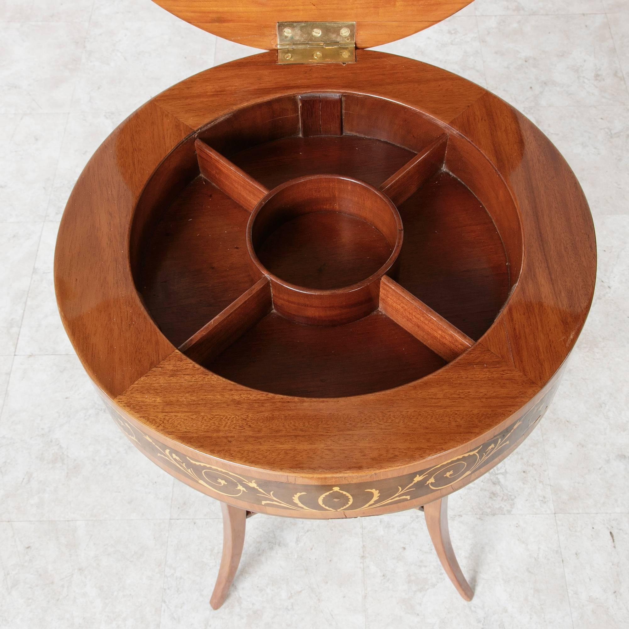 19th Century Biedermeier Marquetry Vanity Table Jewelry Table Side Table 2