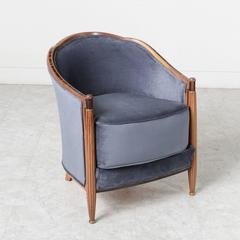 1920s French Walnut Art Deco Salon Set with Zebrawood Inlay, New Upholstery