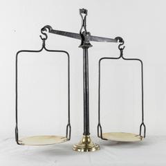 Late 19th Century Very Large Set of French Iron Baker's Scales with Brass Pans