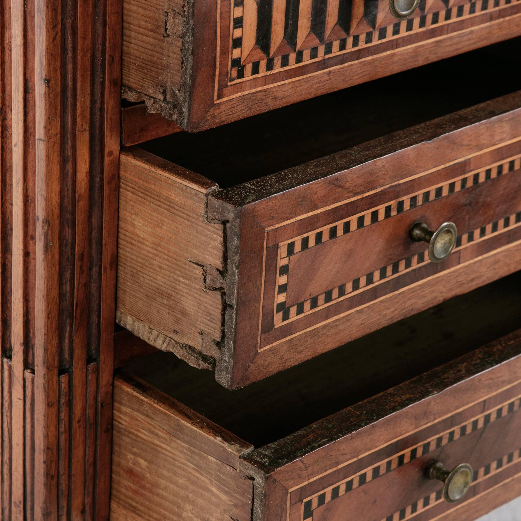 19th Century, Louis XVI Miniature Marquetry Chest Jewelry Box, Meuble de Maitris 4