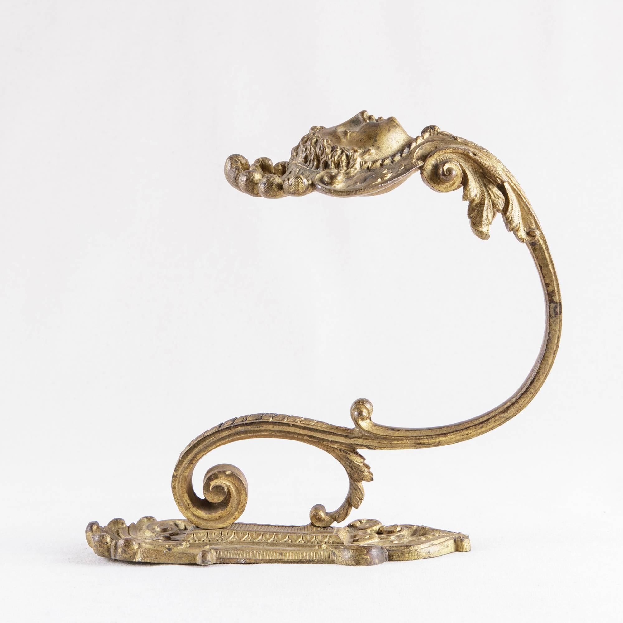 Very Large 19th Century French Regency Style Gilt Bronze Hook Female Face In Excellent Condition In Fayetteville, AR