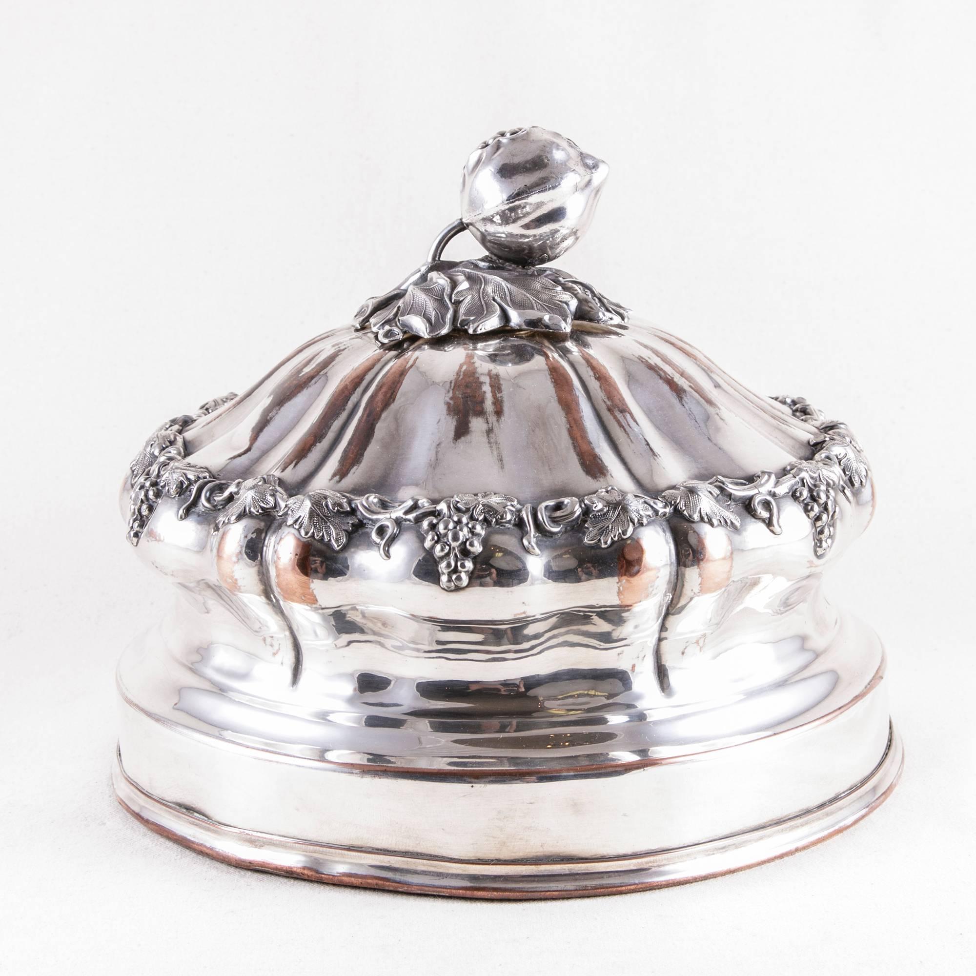 Silver Plate 19th Century French Silver Hotel Dome Serving Piece Food Warmer Dish Cover