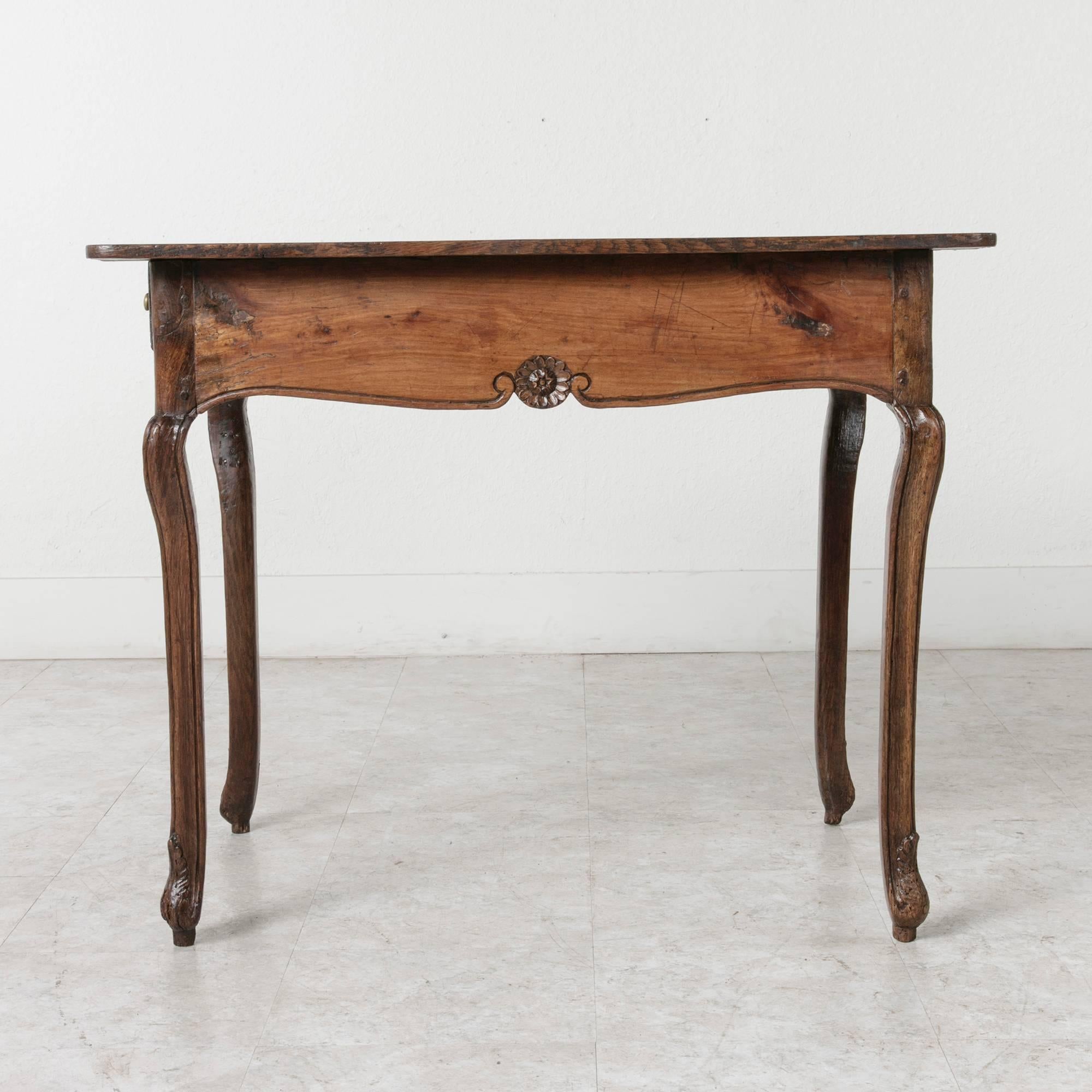 18th Century Louis XV Period Oak Side Table with Drawer 1