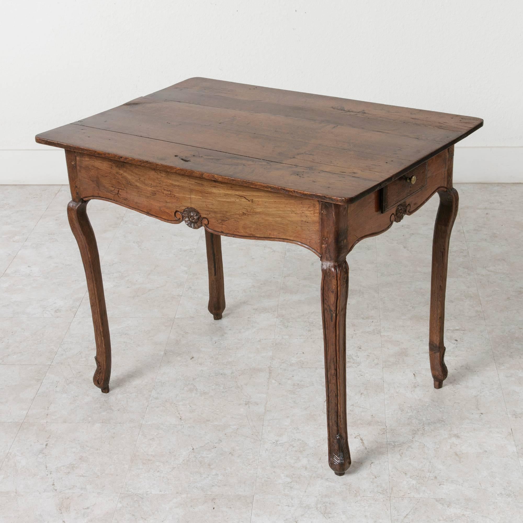 French 18th Century Louis XV Period Oak Side Table with Drawer