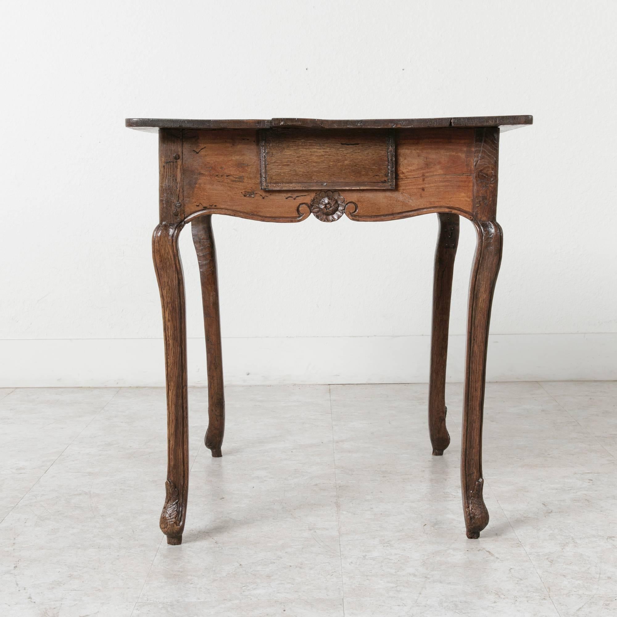 18th Century Louis XV Period Oak Side Table with Drawer 2