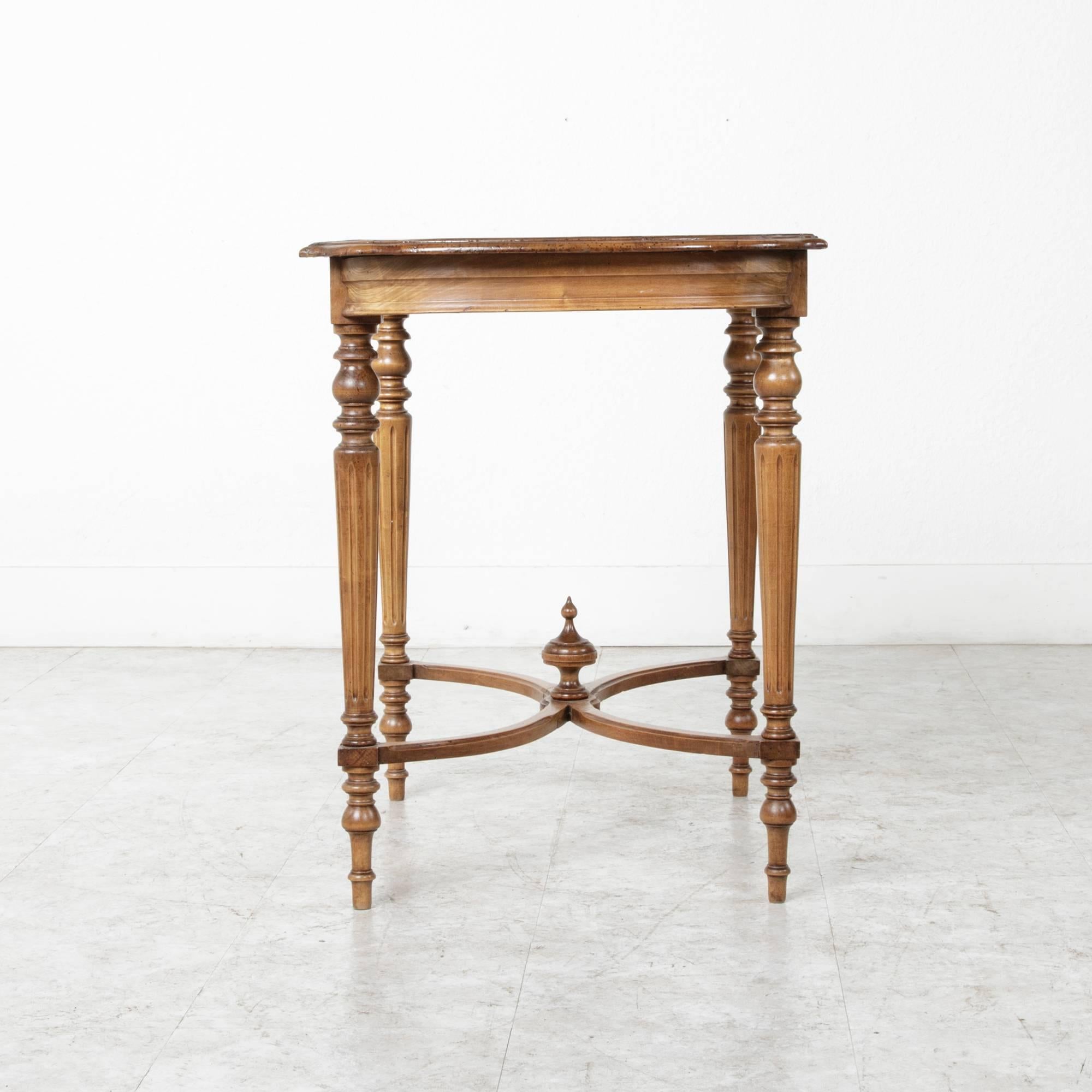 Inlay 19th Century Louis XVI Style Blond Mahogany Geometric Marquetry Side Table, Desk