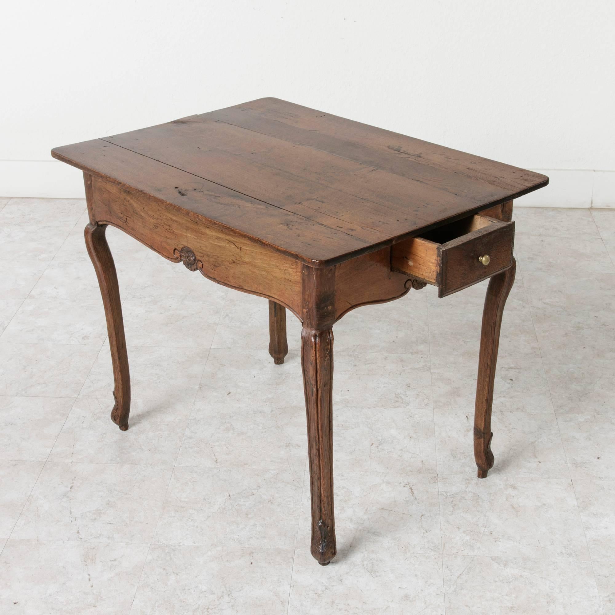 18th Century Louis XV Period Oak Side Table with Drawer 3