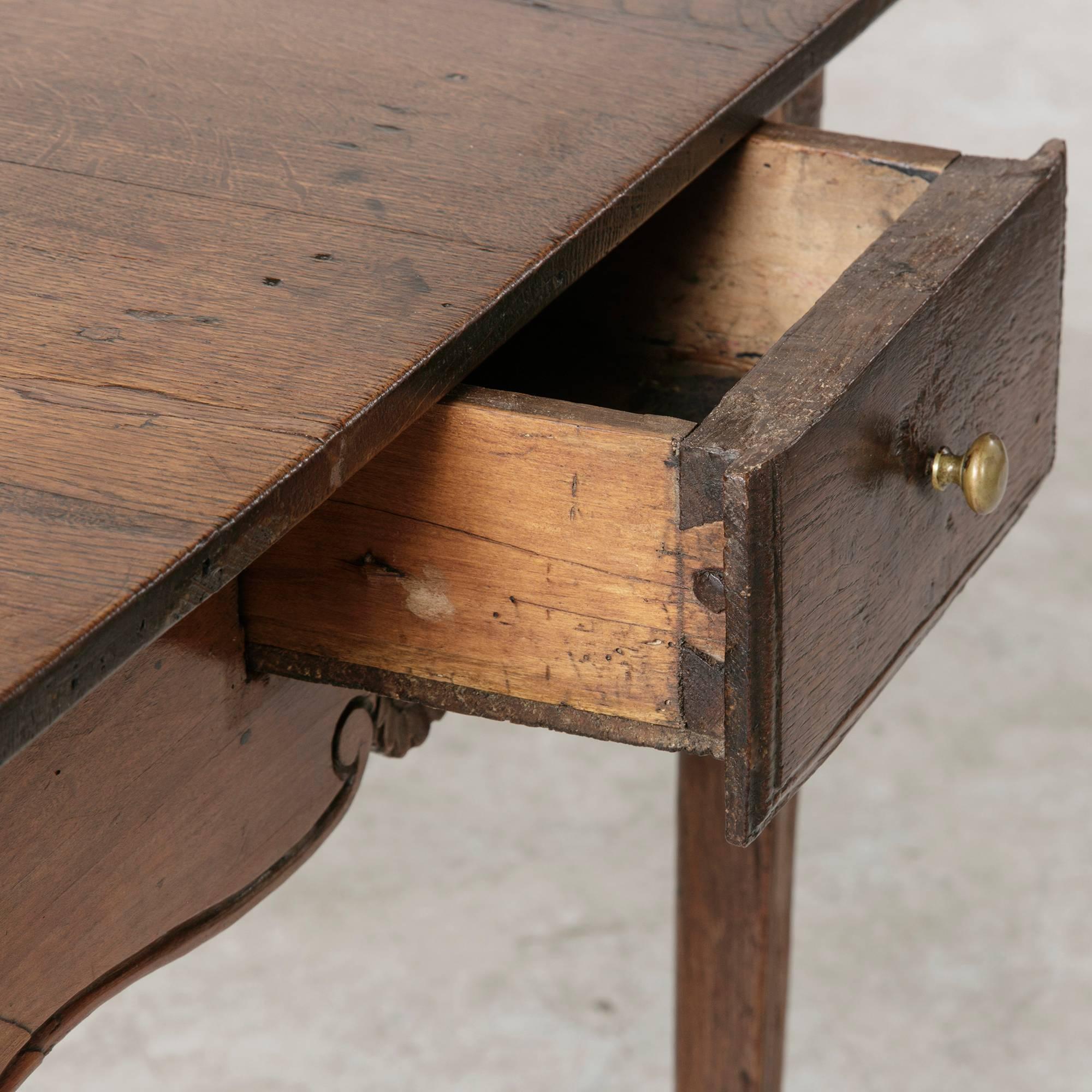 18th Century Louis XV Period Oak Side Table with Drawer 4