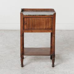 19th Century Restauration Period Side Table with Marble Top and Sliding Door