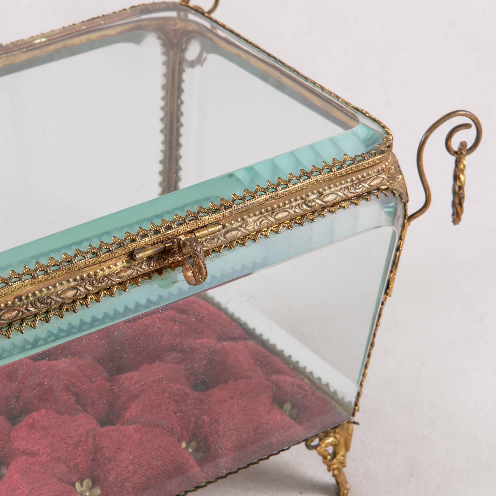 19th Century French Napoleon III Period Cut Crystal and Brass Jewelry Box 3