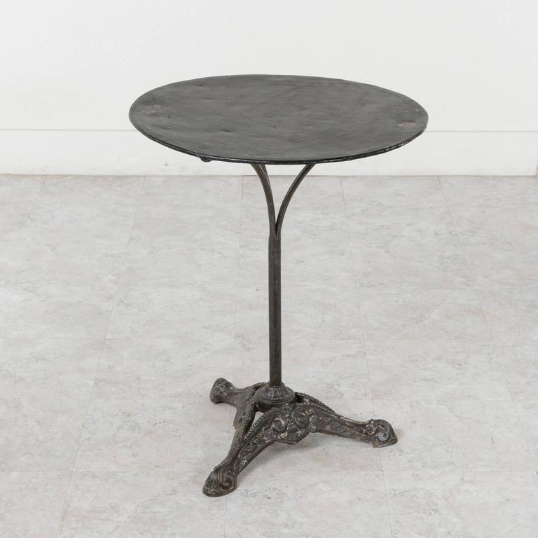 20th Century French Cast Iron Bistro Pub Side Table with Painted Metal