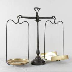19th Century Very Large Set of Cast Iron Scales with Brass Pans Bakery Scales