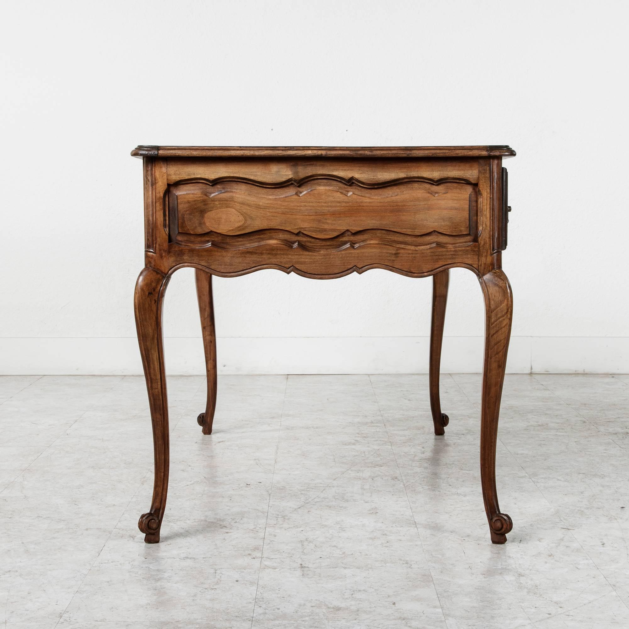 Mid-20th Century Louis XV Style Walnut Desk with Parquet Top and Three Drawers 2