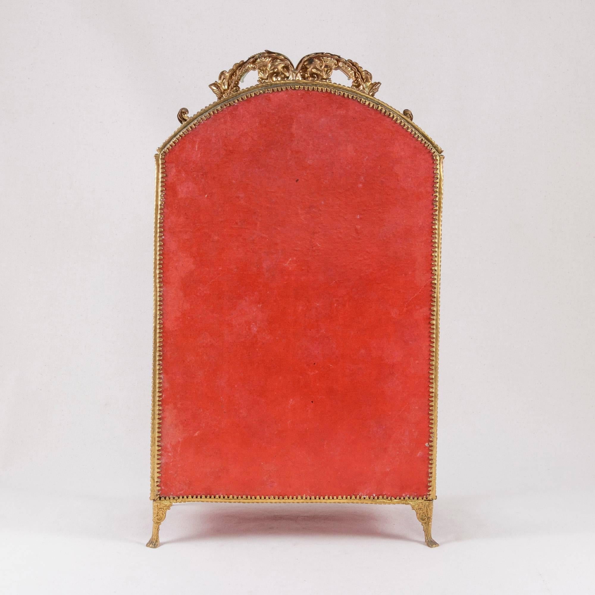 19th Century Brass Tabletop Vitrine Velvet Lined Display Box with Original Glass 2
