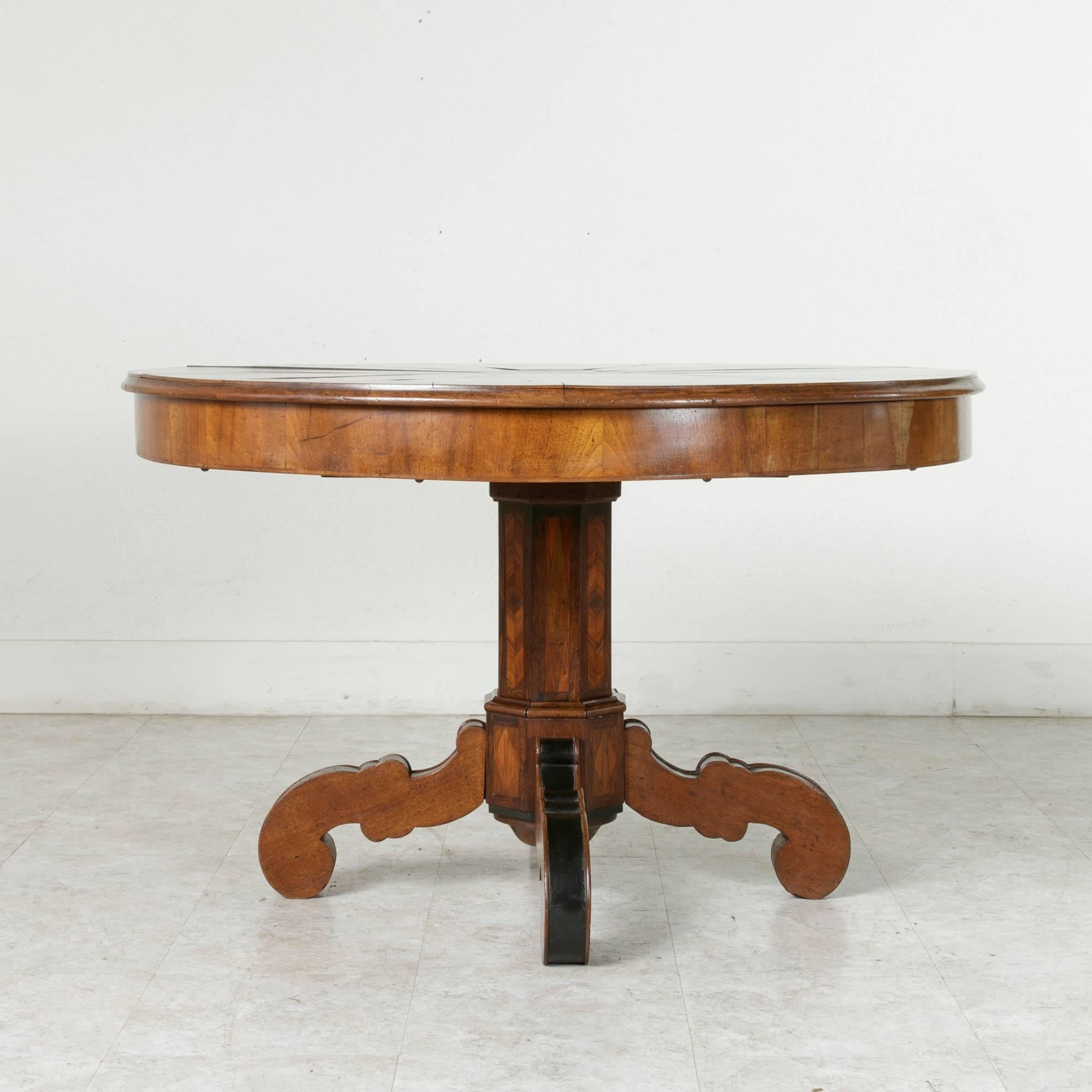 19th Century Napoleon III Period Walnut Gueridon Entry Table Pedestal Table 2